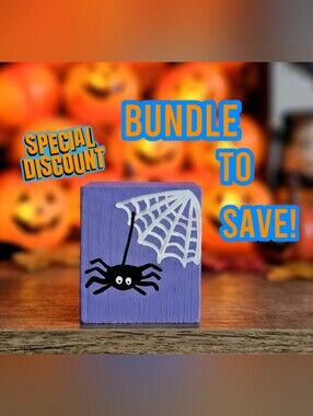 Purple Halloween Spider Block Decor